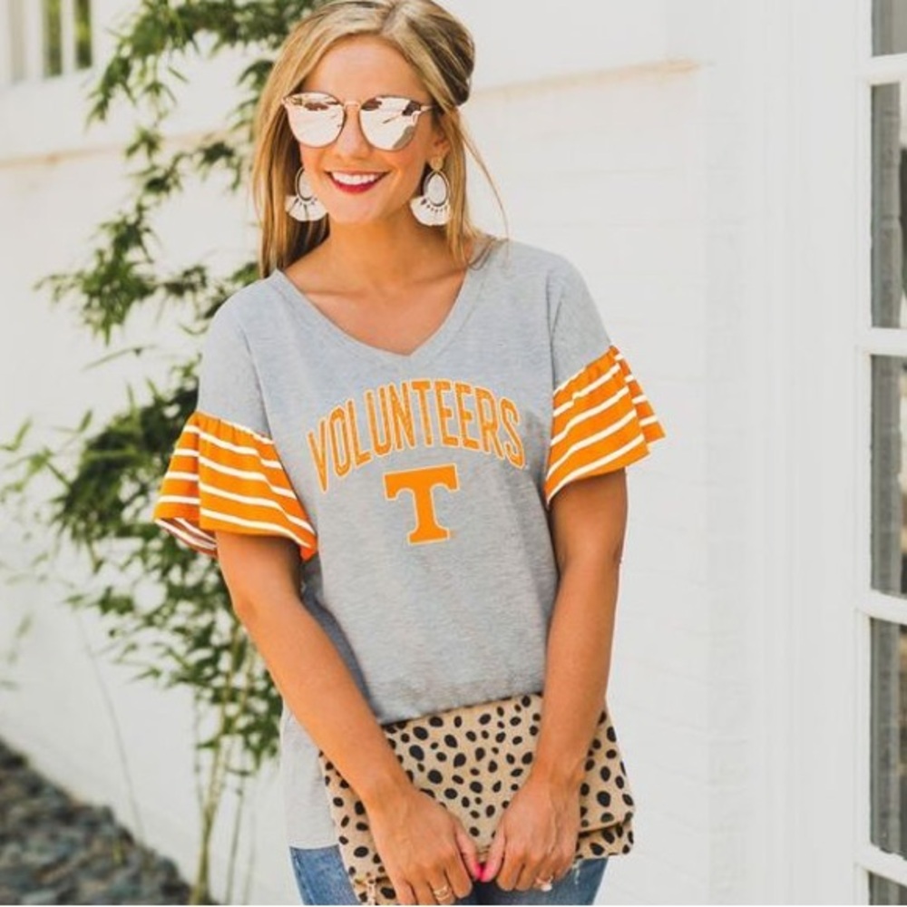 Tennessee Volunteers Bring It On Striped Flutter Tee size Large Vols Tn Football